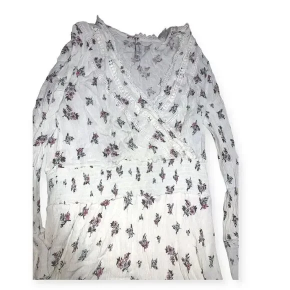 American Rag Juniors'' Floral Faux Wrap Dress Ivory Size Large - Picture 4 of 5